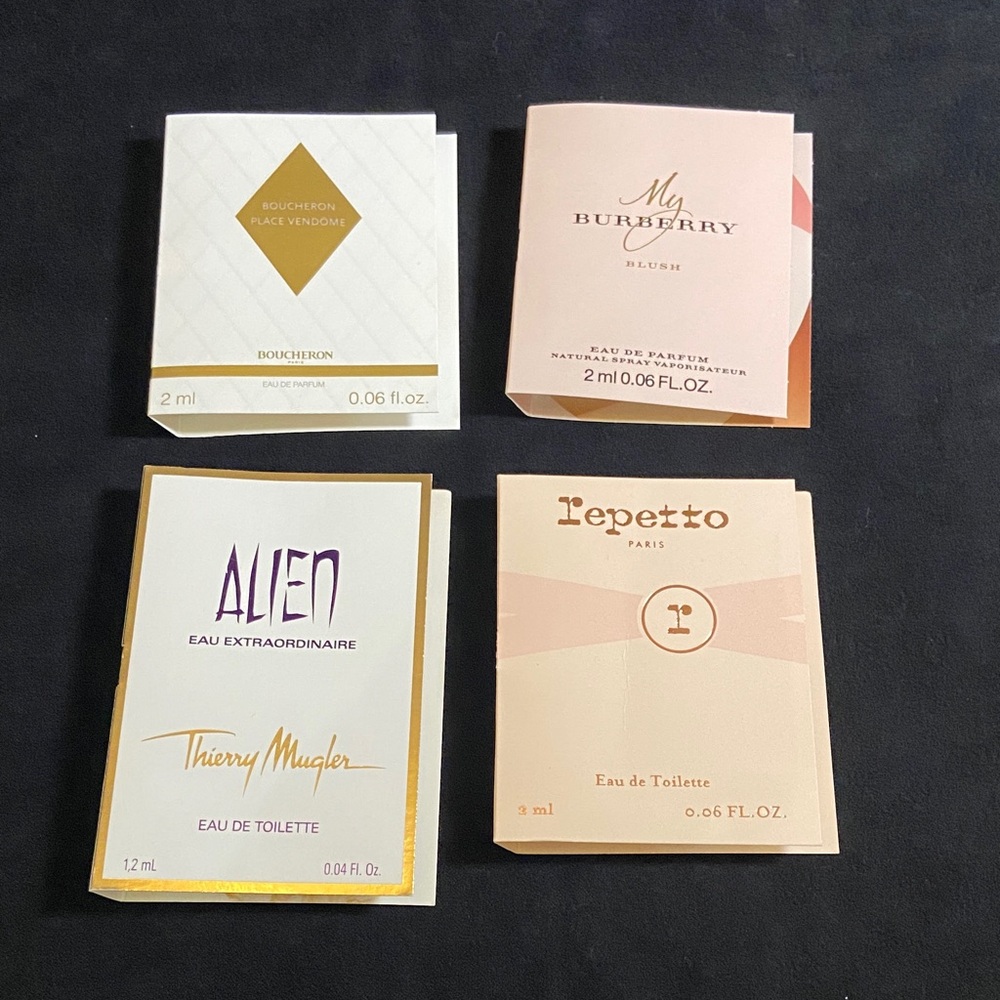 Four parfum eau de toilette sample for Woman 1.2-2ml Made in France spray bottle